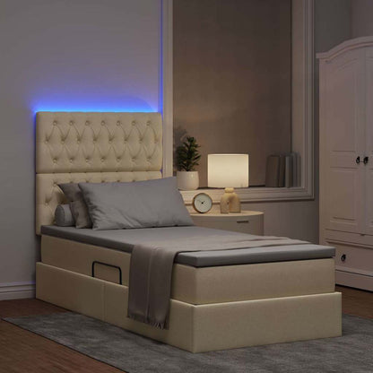 Letto con contenitore LED e materasso Crema 90 x 190 cm Tessuto | homemem39