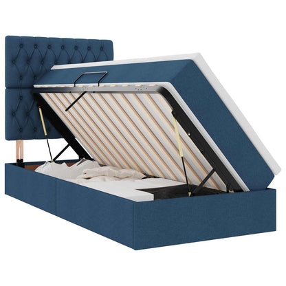 Letto con contenitore LED e materasso Blu 90 x 190 cm Tessuto | homemem39