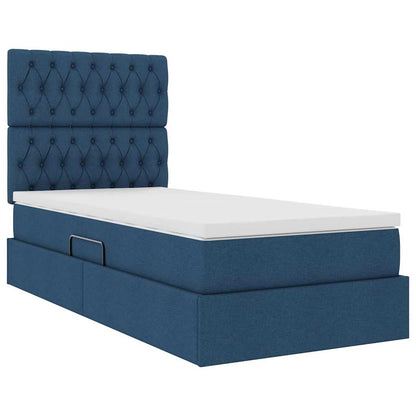 Letto con contenitore LED e materasso Blu 90 x 190 cm Tessuto | homemem39