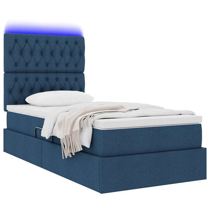 Letto con contenitore LED e materasso Blu 90 x 190 cm Tessuto | homemem39