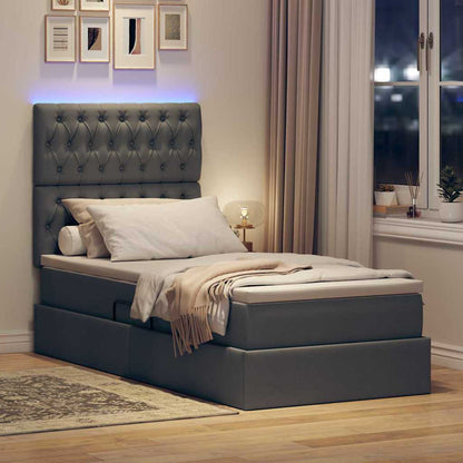 Letto con contenitore LED e materasso Grigio Scuro 90 x 200 cm