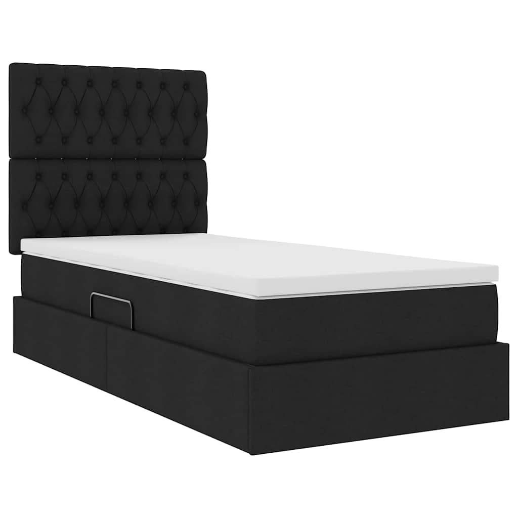 Letto con contenitore LED e materasso Nero 90 x 200 cm Tessuto | homemem39