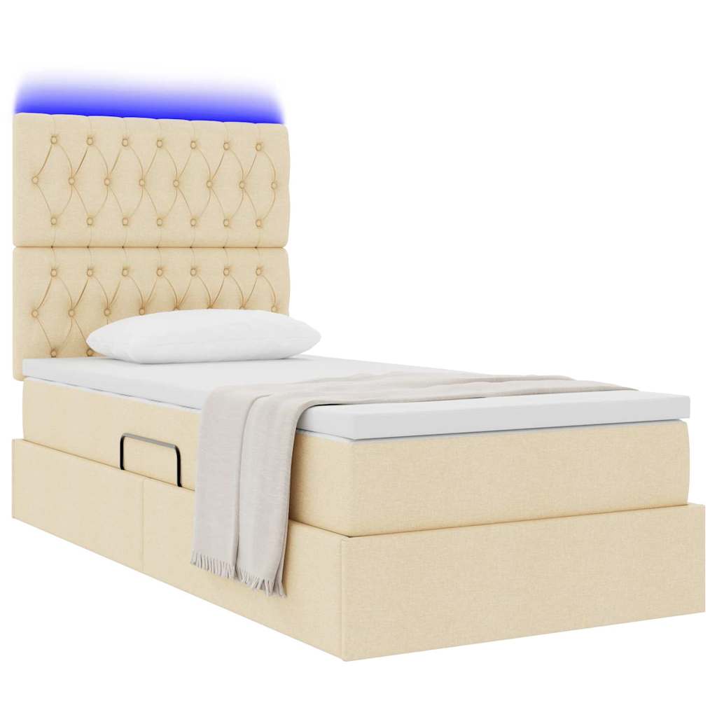 Letto con contenitore LED e materasso Crema 90 x 200 cm Tessuto | homemem39