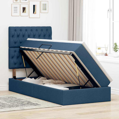 Letto con contenitore LED e materasso Blu 90 x 200 cm Tessuto | homemem39