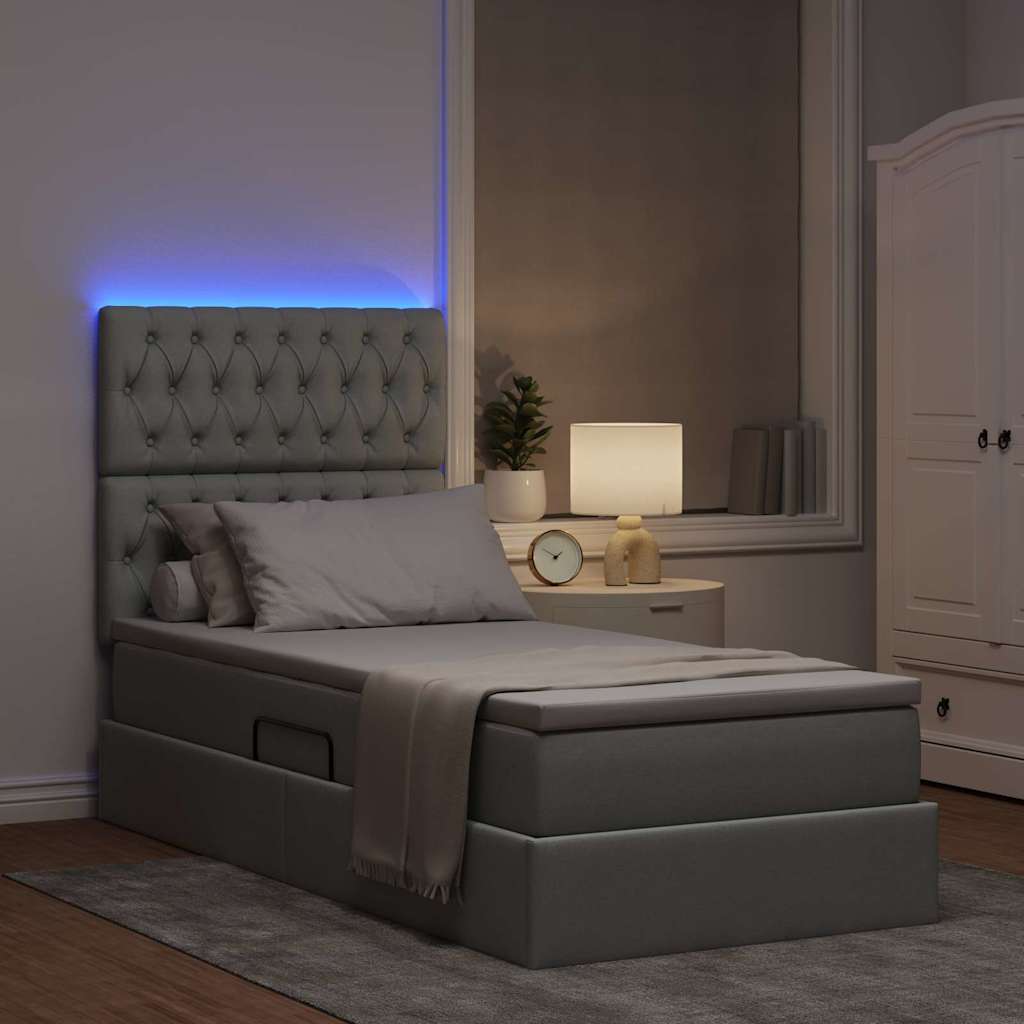 Letto con contenitore LED e materasso Grigio Chiaro | homemem39