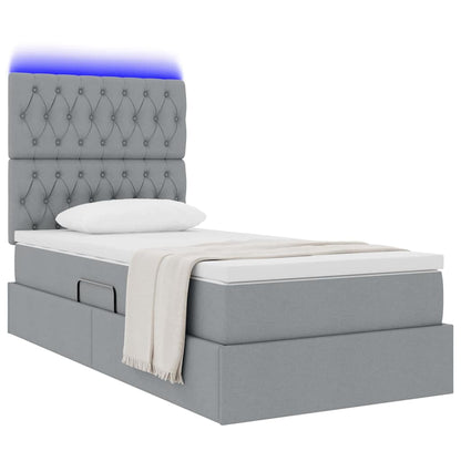 Letto con contenitore LED e materasso Grigio Chiaro | homemem39