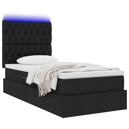 Letto con contenitore LED e materasso Nero 100 x 200 cm Tessuto | homemem39