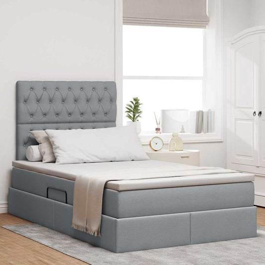 Letto con contenitore LED e materasso Grigio Chiaro | homemem39