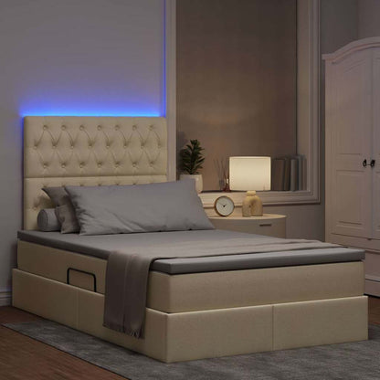 Letto con contenitore LED e materasso Crema 120 x 190 cm | homemem39