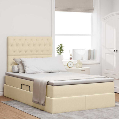 Letto con contenitore LED e materasso Crema 120 x 190 cm | homemem39