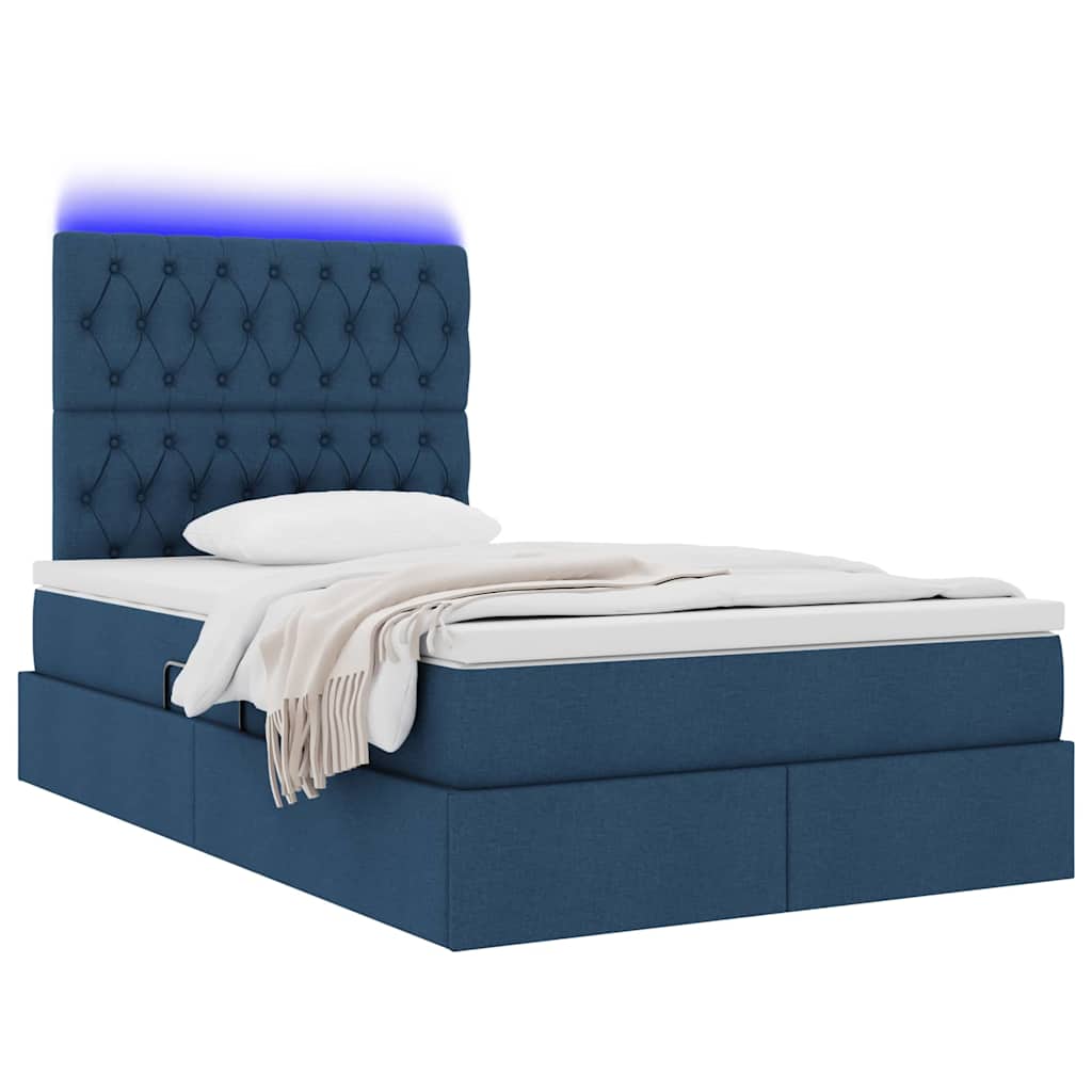 Letto con contenitore LED e materasso Blu 120 x 190 cm Tessuto | homemem39