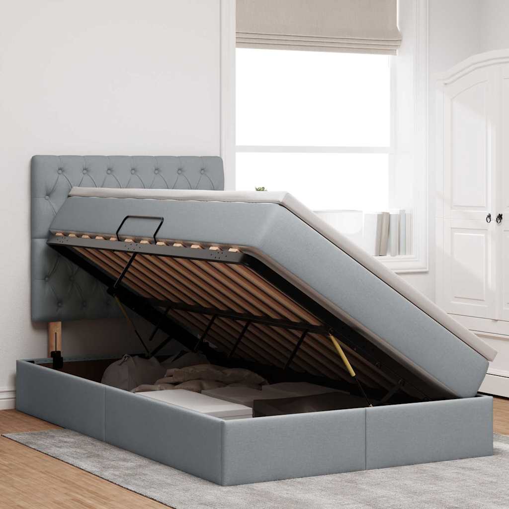 Letto con contenitore LED e materasso Grigio Chiaro | homemem39