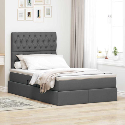 Letto con contenitore e LED Grigio scuro 120 x 200 cm