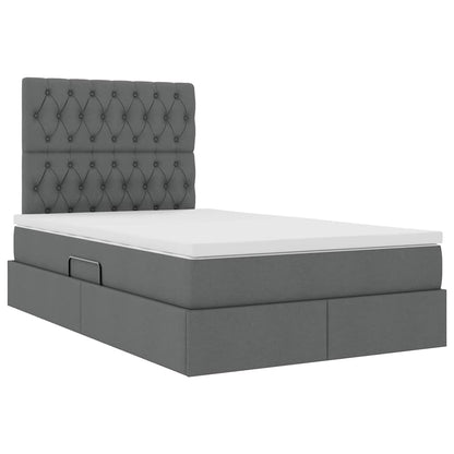 Letto con contenitore e LED Grigio scuro 120 x 200 cm