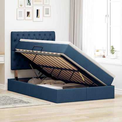 Letto con contenitore LED e materasso Blu 120 x 200 cm Tessuto | homemem39