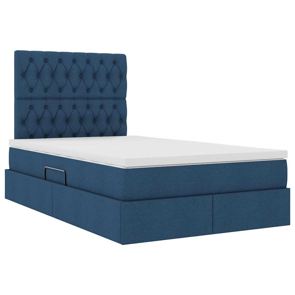 Letto con contenitore LED e materasso Blu 120 x 200 cm Tessuto | homemem39