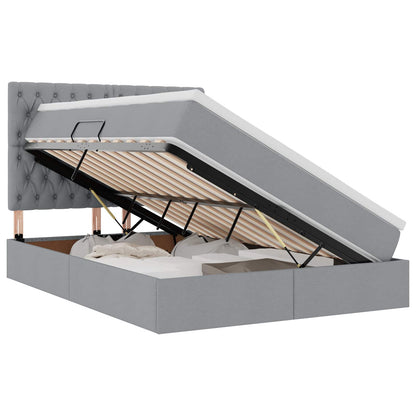 Letto con contenitore e LED Grigio chiaro 140 x 190 cm