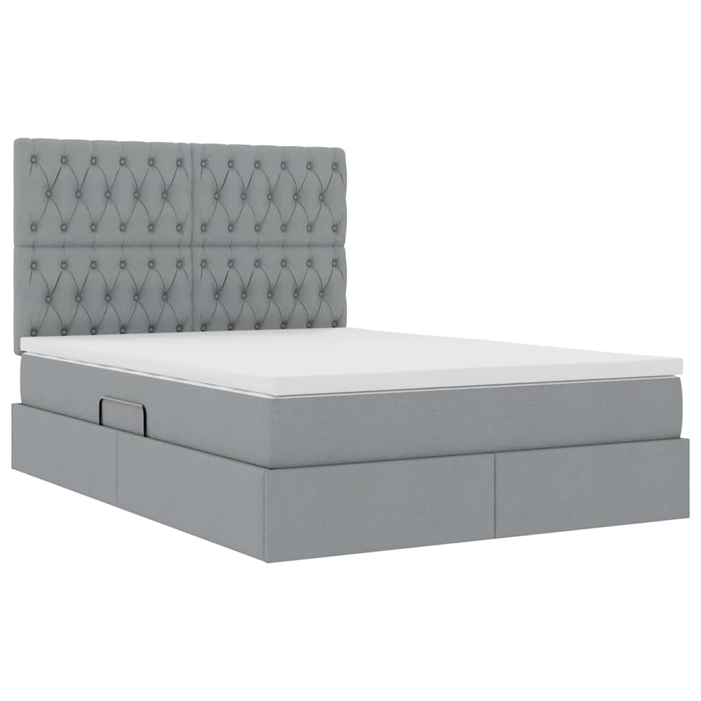 Letto con contenitore e LED Grigio chiaro 140 x 190 cm