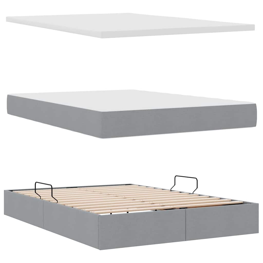 Letto con contenitore e LED Grigio chiaro 140 x 190 cm
