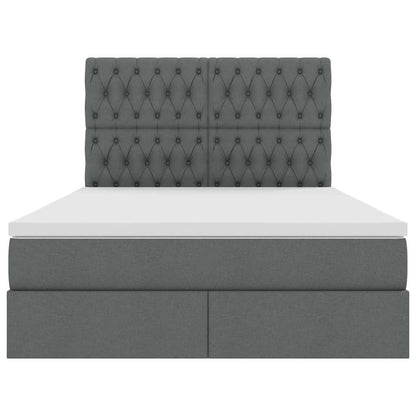 Letto con contenitore e LED Grigio scuro 140 x 190 cm