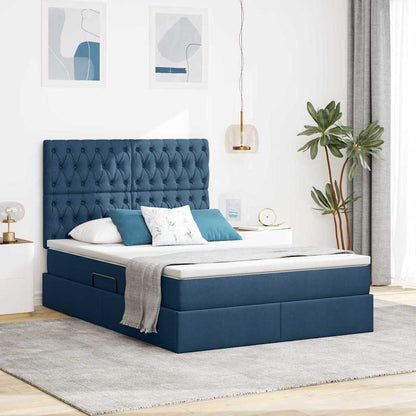 Letto con contenitore e LED Blu 140 x 190 cm Poliestere