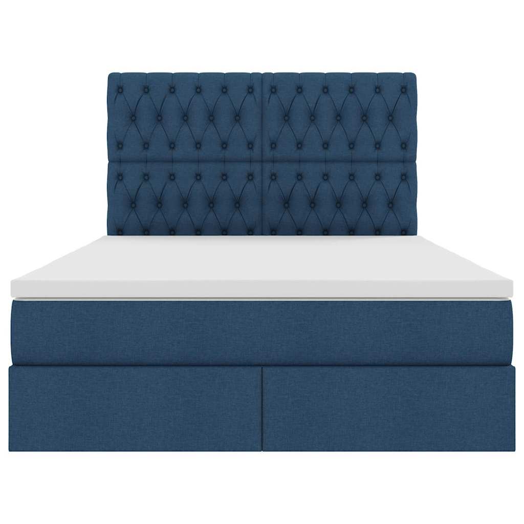 Letto con contenitore LED e materasso Blu 140 x 190 cm Tessuto | homemem39