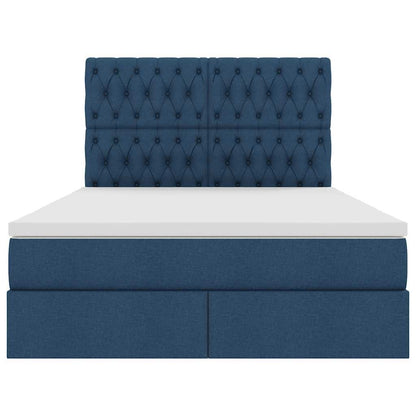 Letto con contenitore e LED Blu 140 x 190 cm Poliestere