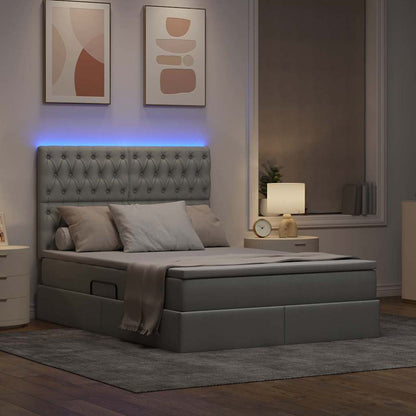 Letto con contenitore e LED Grigio chiaro 140 x 200 cm