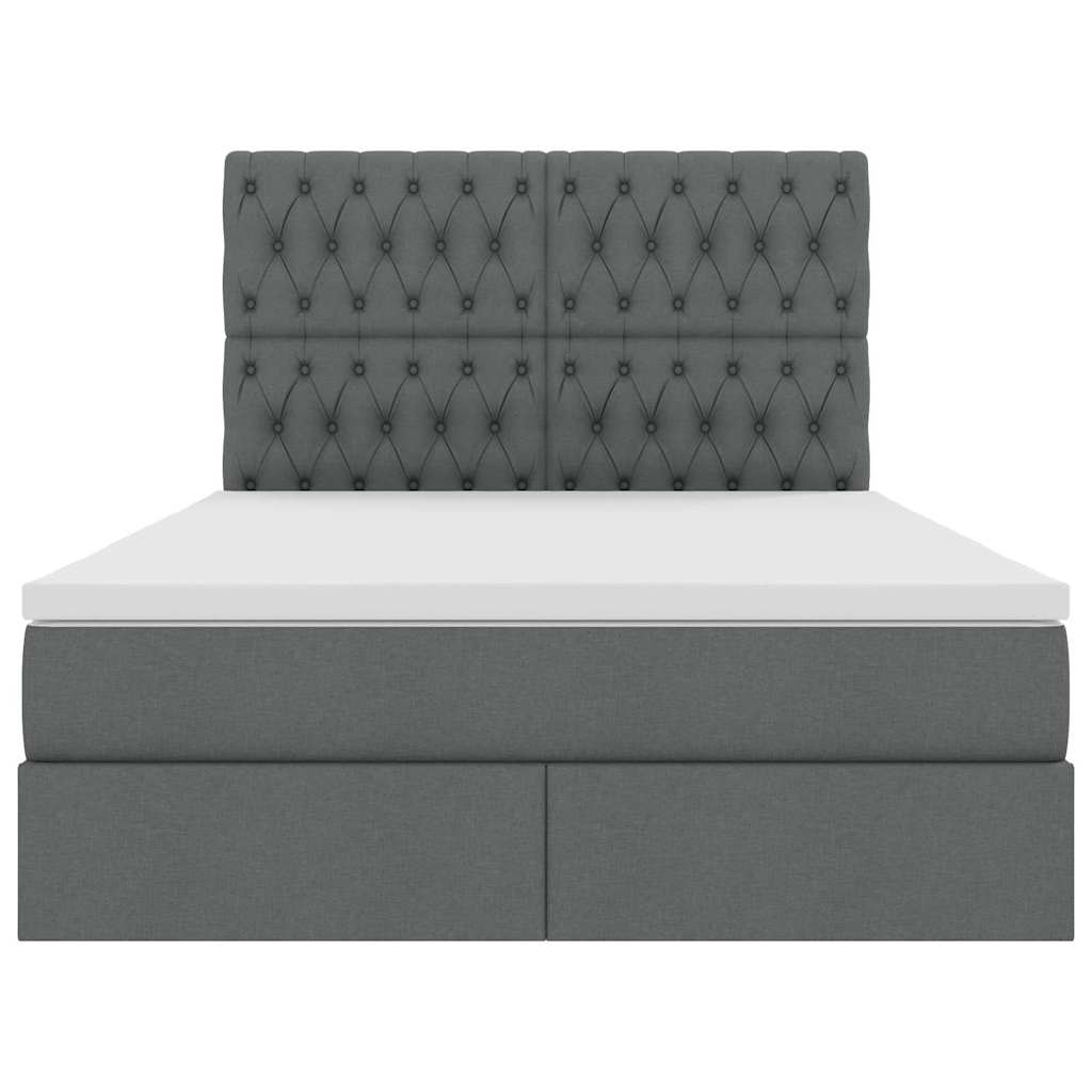 Letto con contenitore e LED Grigio scuro 140 x 200 cm
