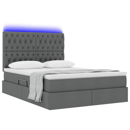 Letto con contenitore e LED Grigio scuro 140 x 200 cm