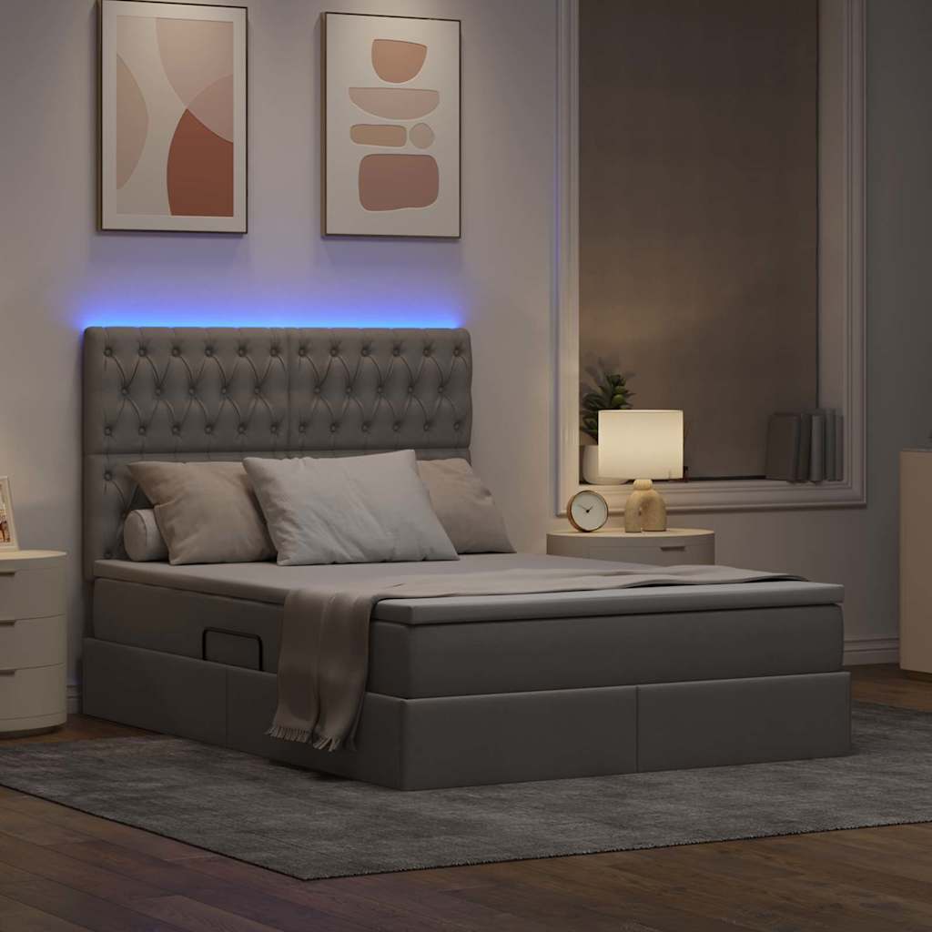 Letto con contenitore LED e materasso Tortora 140 x 200 cm | homemem39