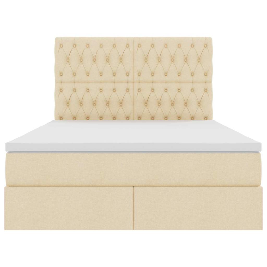 Letto con contenitore e LED Crema 140 x 200 cm Poliestere