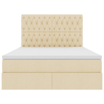 Letto con contenitore e LED Crema 140 x 200 cm Poliestere