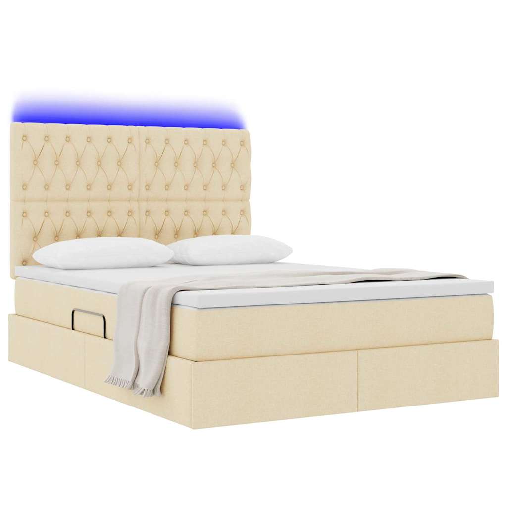 Letto con contenitore e LED Crema 140 x 200 cm Poliestere