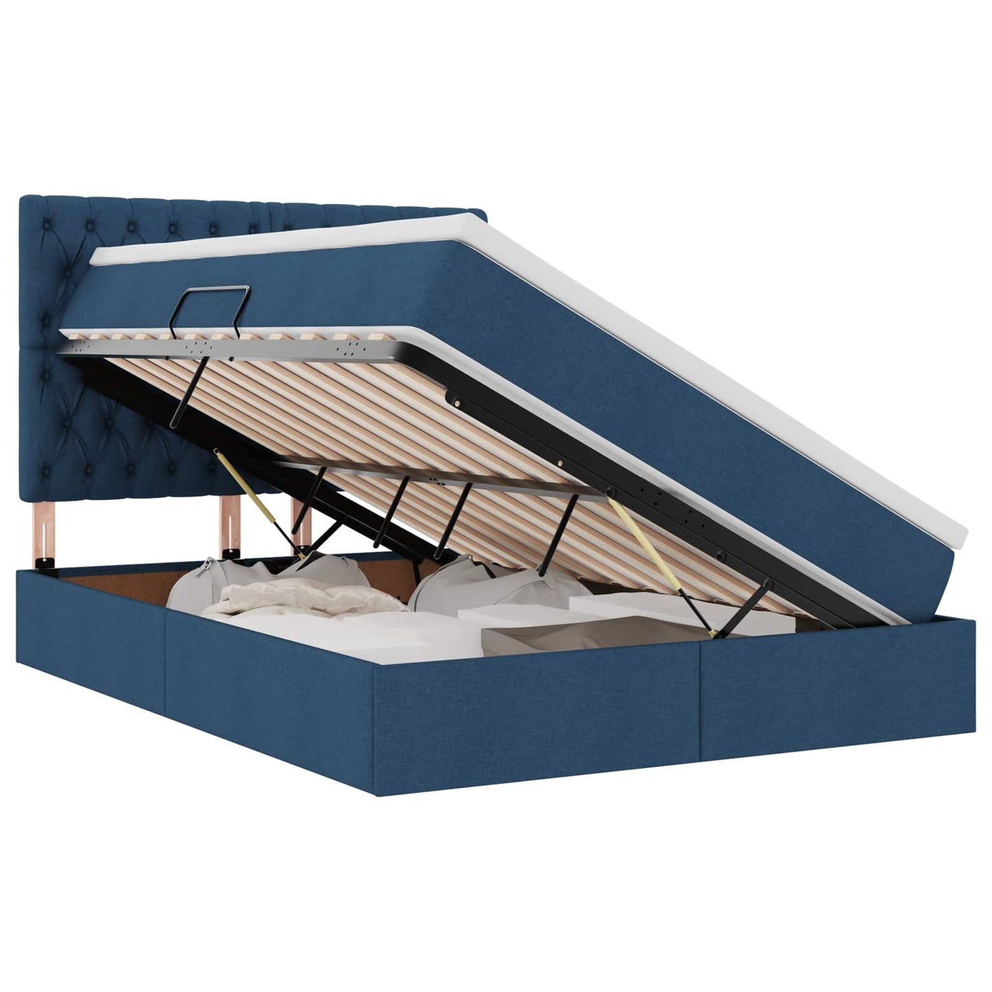 Letto con contenitore LED e materasso Blu 140 x 200 cm Tessuto | homemem39