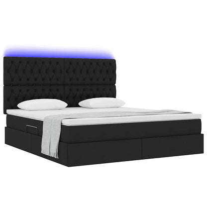 Letto con contenitore LED e materasso Nero 160 x 200 cm Tessuto | homemem39