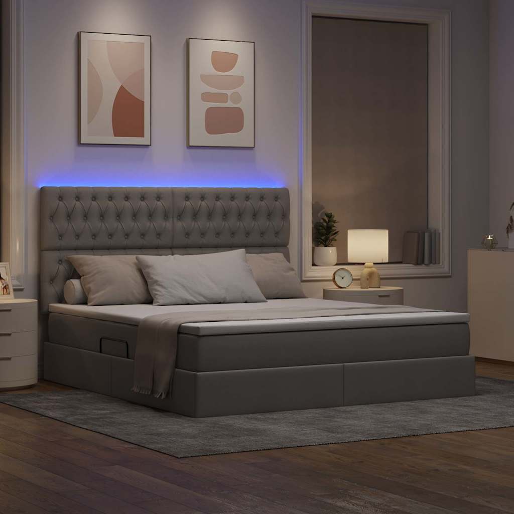 Letto con contenitore LED e materasso Tortora 160 x 200 cm | homemem39