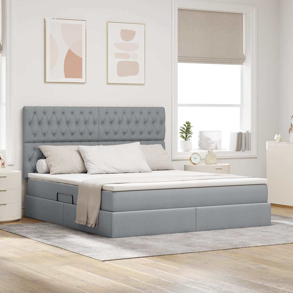 Letto con contenitore e LED Grigio chiaro 180 x 200 cm