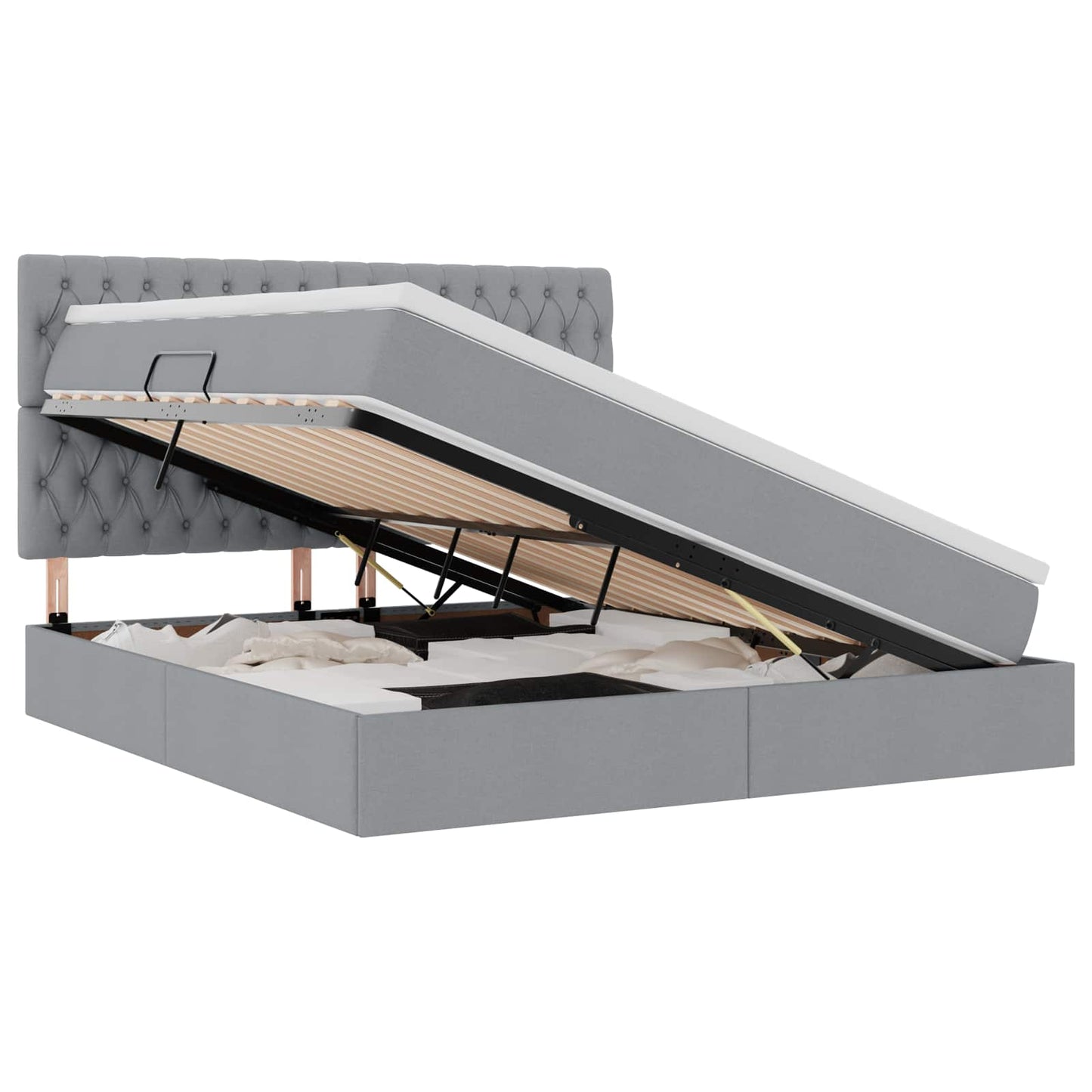 Letto con contenitore e LED Grigio chiaro 180 x 200 cm