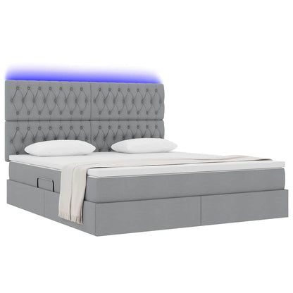Letto con contenitore e LED Grigio chiaro 180 x 200 cm