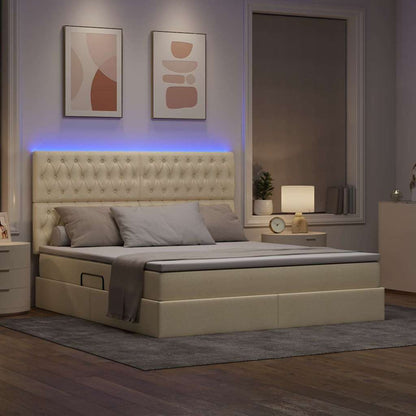 Letto con contenitore LED e materasso Crema 180 x 200 cm | homemem39