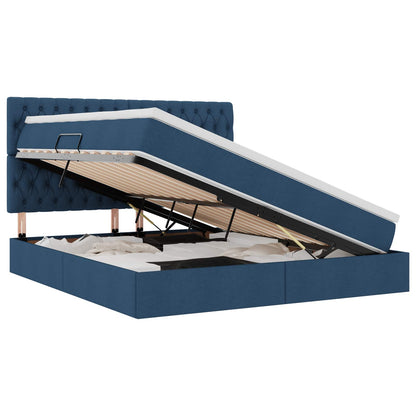 Letto con contenitore LED e materasso Blu 180 x 200 cm Tessuto | homemem39