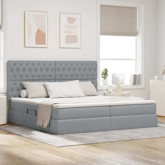 Letto con contenitore LED e materasso Grigio Chiaro | homemem39