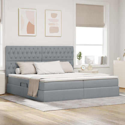 Letto con contenitore e LED Grigio chiaro 200 x 200 cm