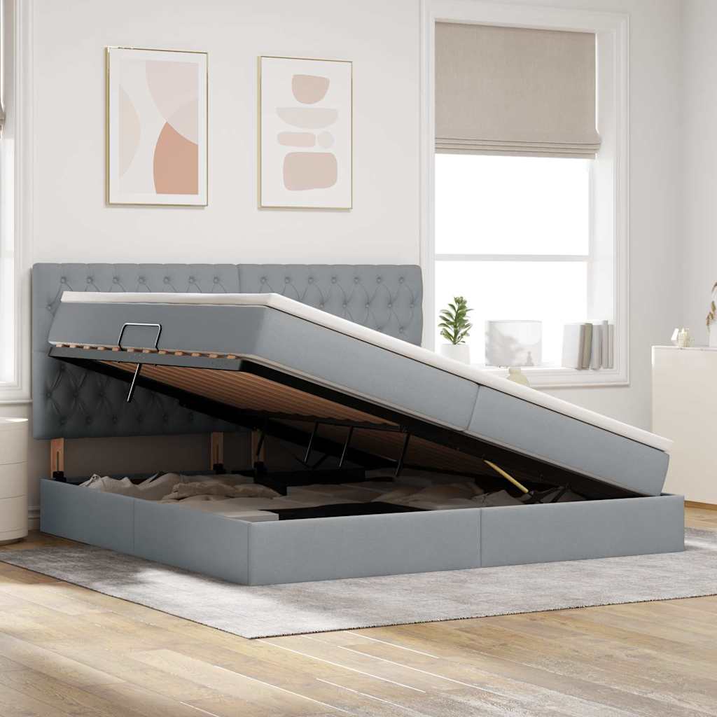 Letto con contenitore LED e materasso Grigio Chiaro | homemem39