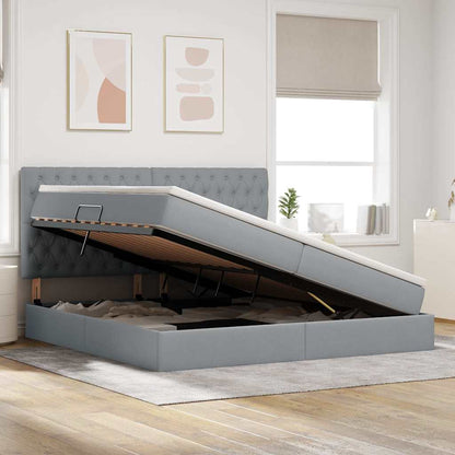 Letto con contenitore LED e materasso Grigio Chiaro | homemem39