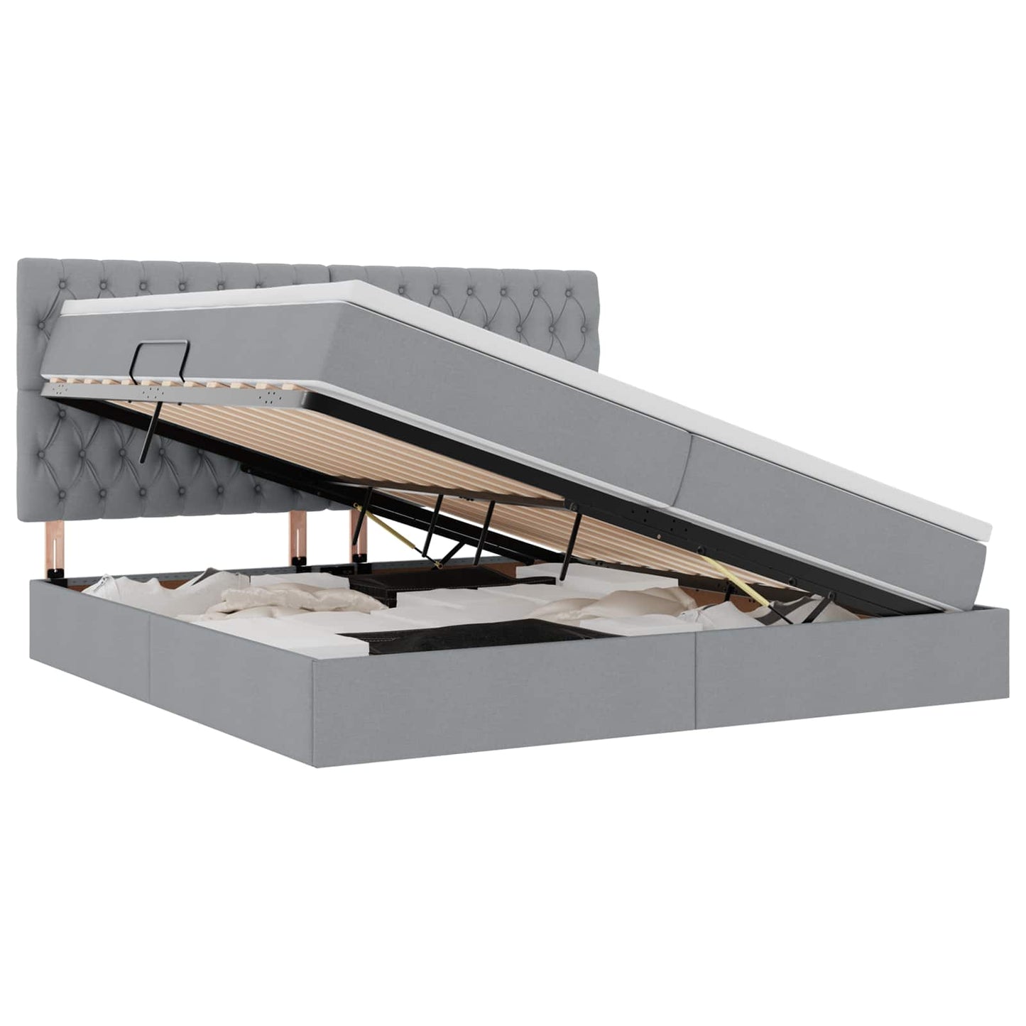 Letto con contenitore e LED Grigio chiaro 200 x 200 cm