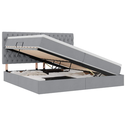 Letto con contenitore e LED Grigio chiaro 200 x 200 cm