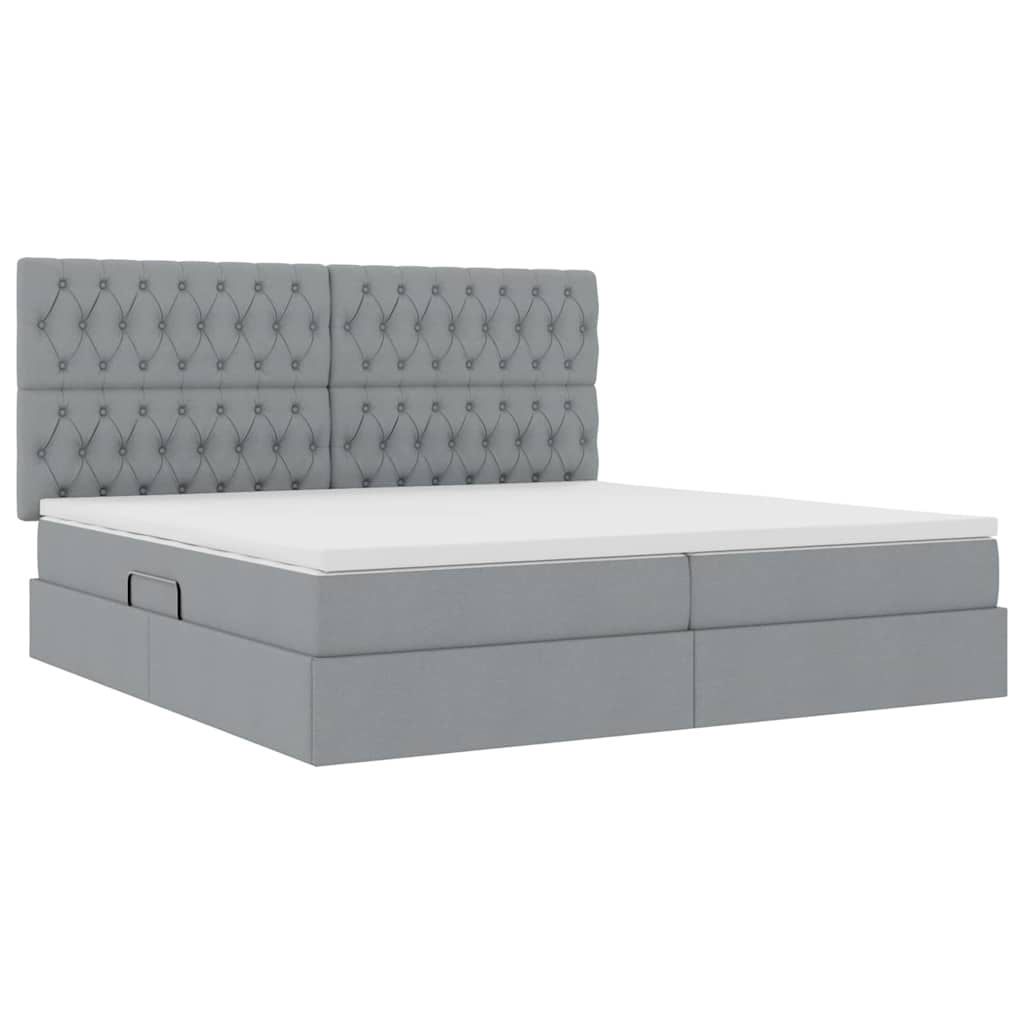 Letto con contenitore e LED Grigio chiaro 200 x 200 cm