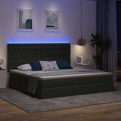 Letto con contenitore LED e materasso Grigio Scuro 200 x 200 cm | homemem39